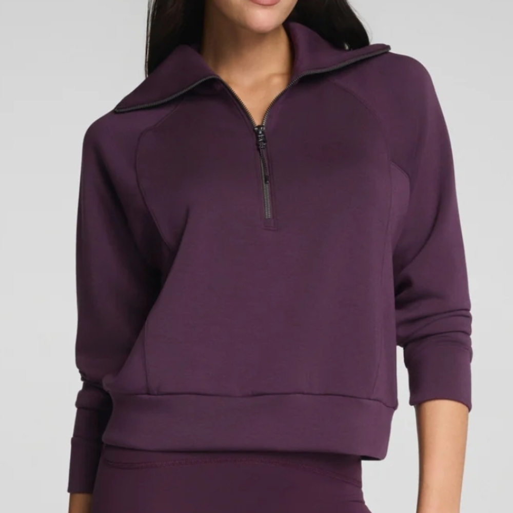 SPANX Women's Plum Half-Zip Sweatshirt